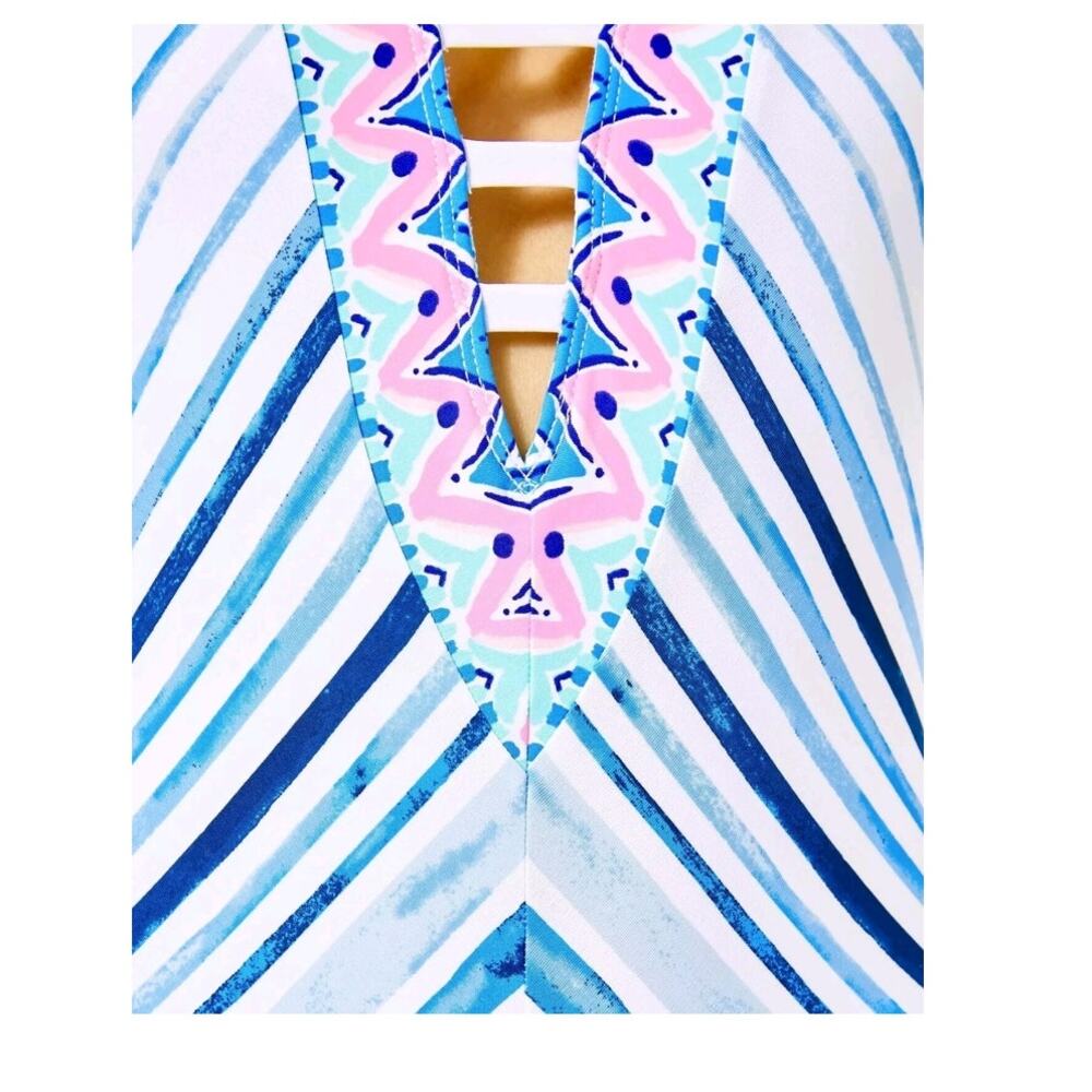 Lilly Pulitzer Loraline One Piece Swimsuit 6 Seaside Vibes Stripe EUC - Picture 14 of 14